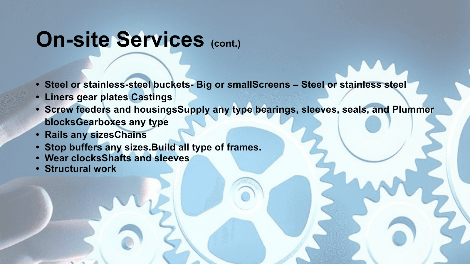 Slide 13 showing Deltarette on-site services for reclaimer components